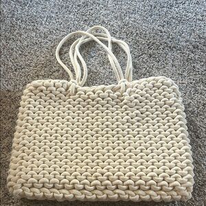Elegant Cream Knit Tote Bag